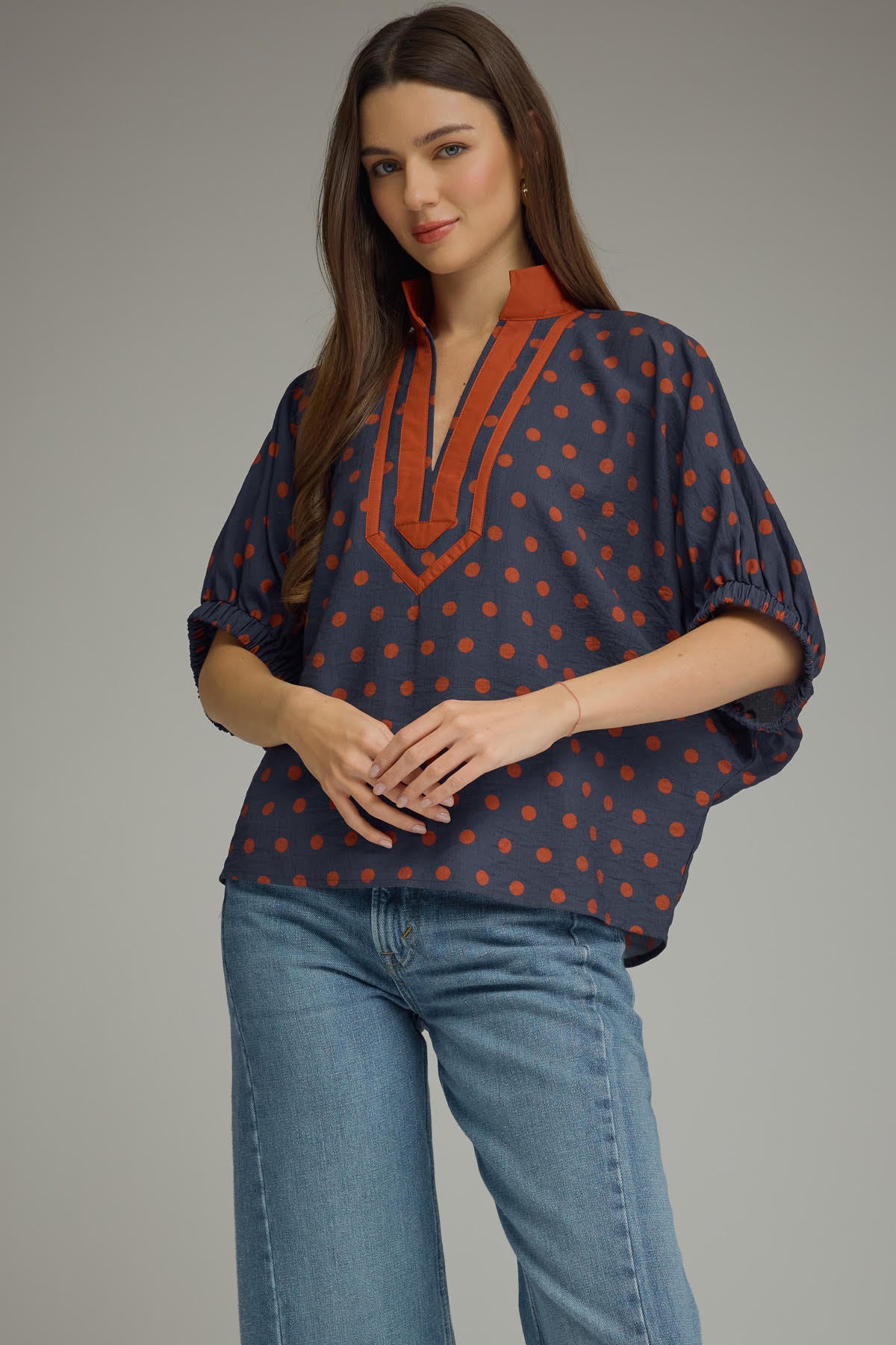 Rust & Navy Charm Top