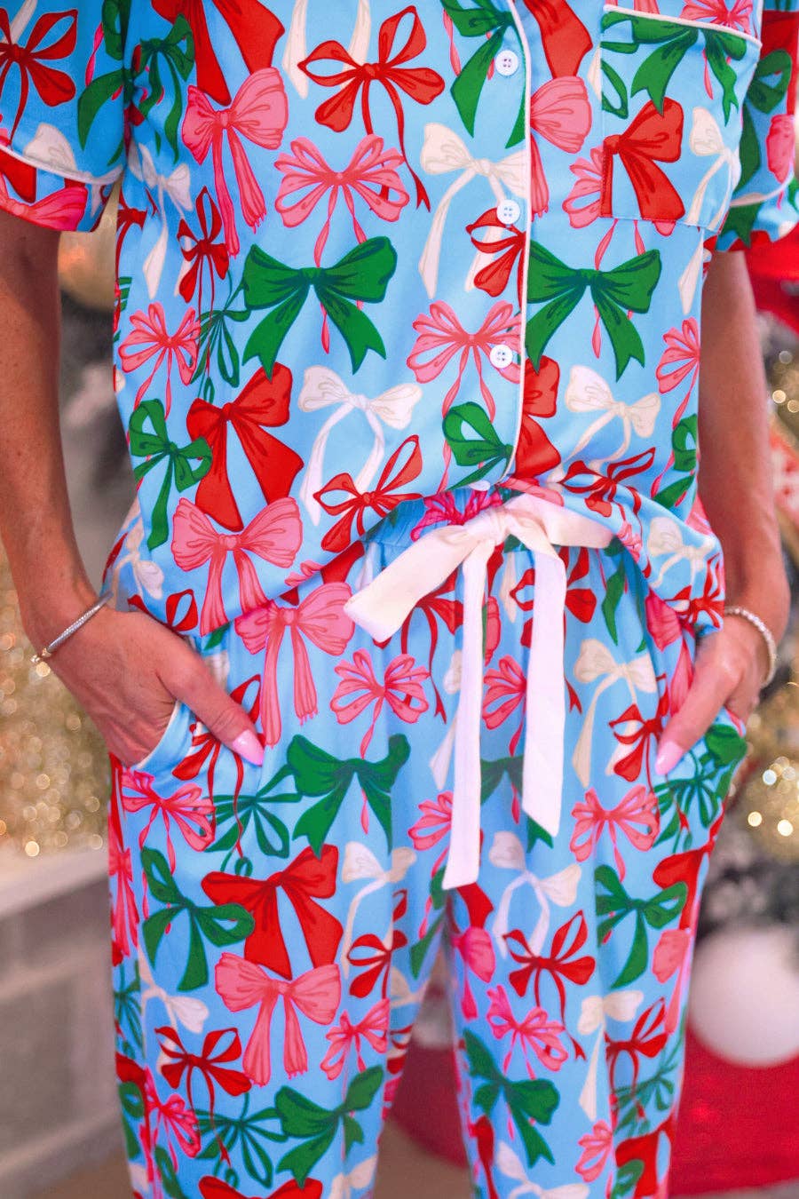Jingle Bows Ruffle Pajama Set