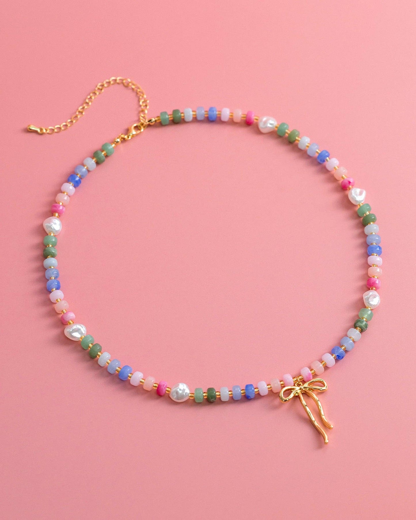 Pastel Crush Coquette Bead Pearl Necklace: Multi