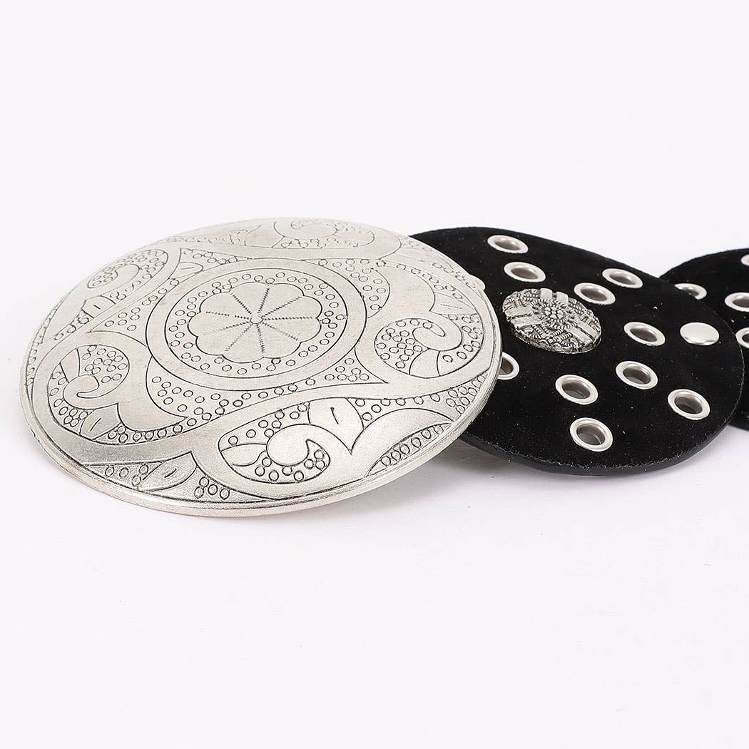 Faux Leather Disc Belt Brown or Red