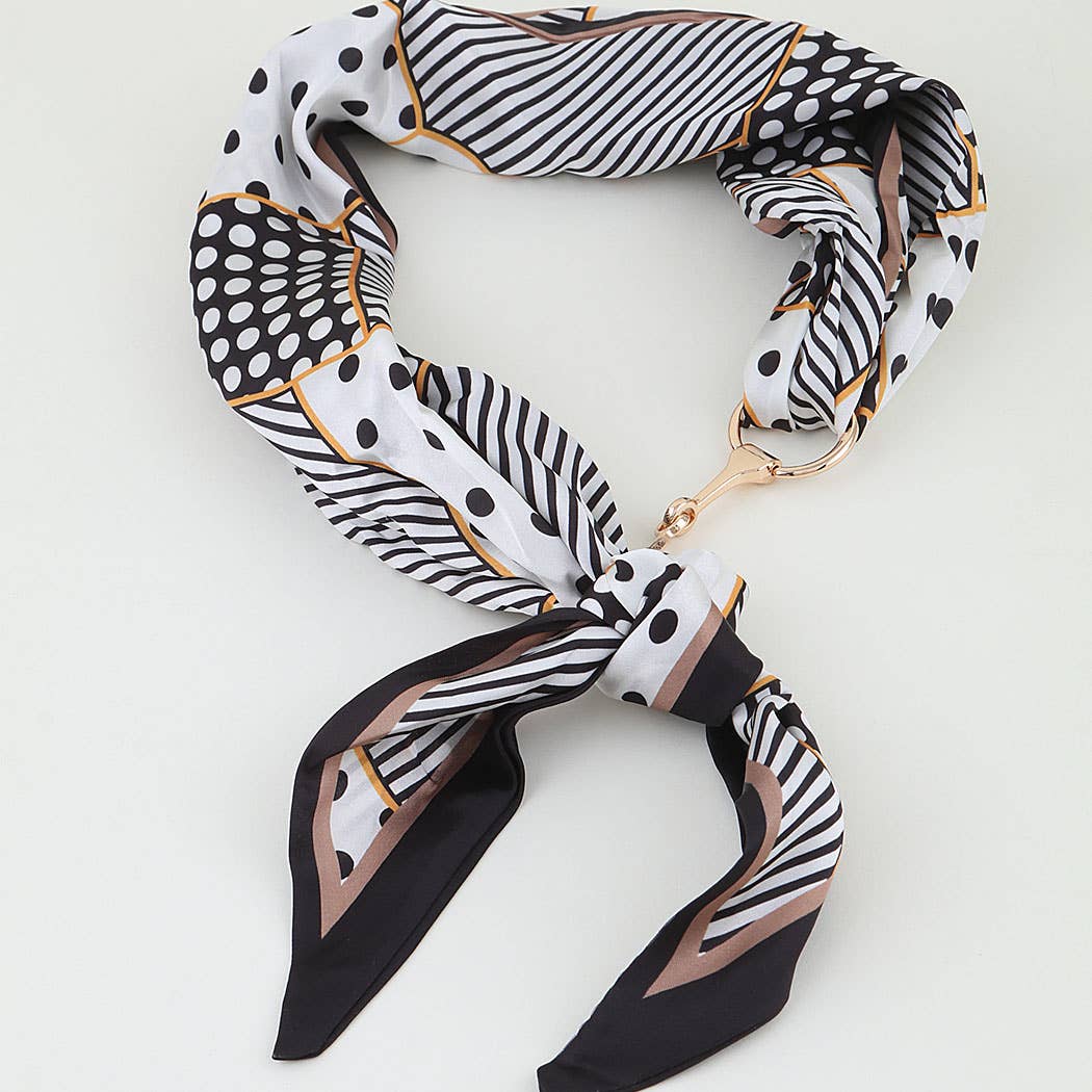 Black Retro Fabric Toggle Scarf Wrap Necklace