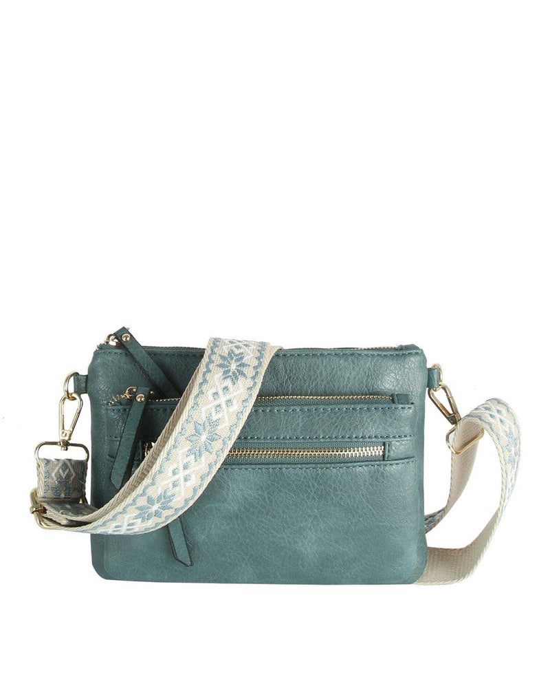 Melissa Multi Zip Pocket Crossbody With Guitar Strap Two Colors!