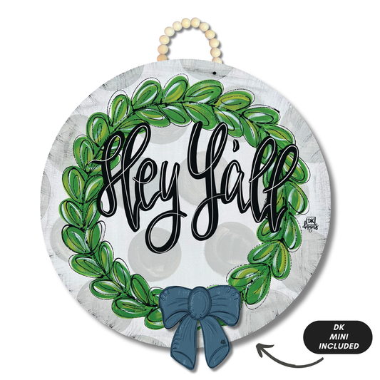 Gray "Hey Y'all" Wreath Hanger + Mini