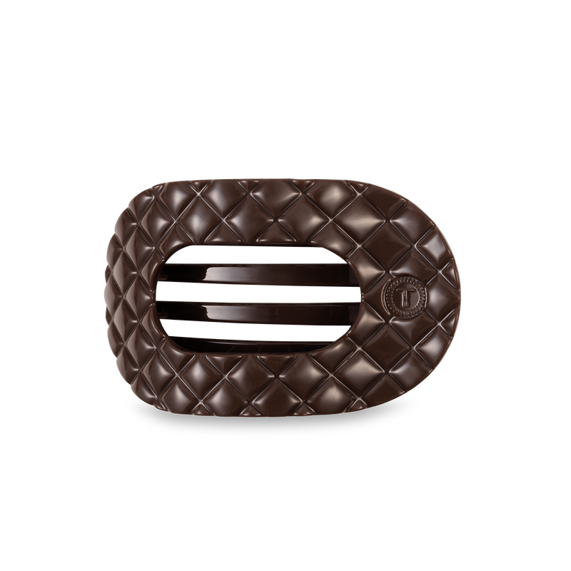 Flat Round Hair Clip | Medium | Truly Taupe Quilted