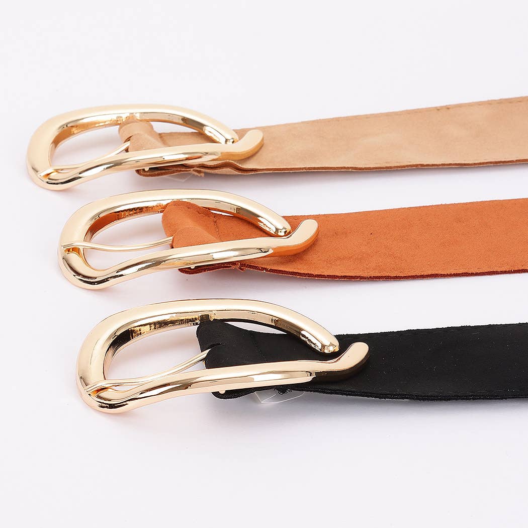 Faux Suede Metal Buckle Belt: CM