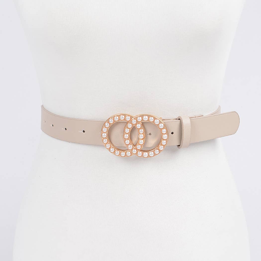 Double Pearl Hoop Loop Belt: Black