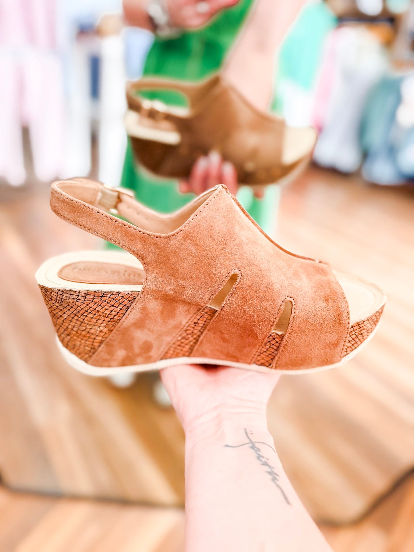 Bussola Formentera Peep-Toe Wedge Sandals (Sand)