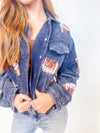 Football Sequin Washed Corduroy Jacket Two Colors