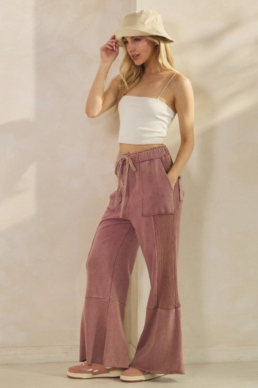 Mauve Flared Mineral Wash Bottoms