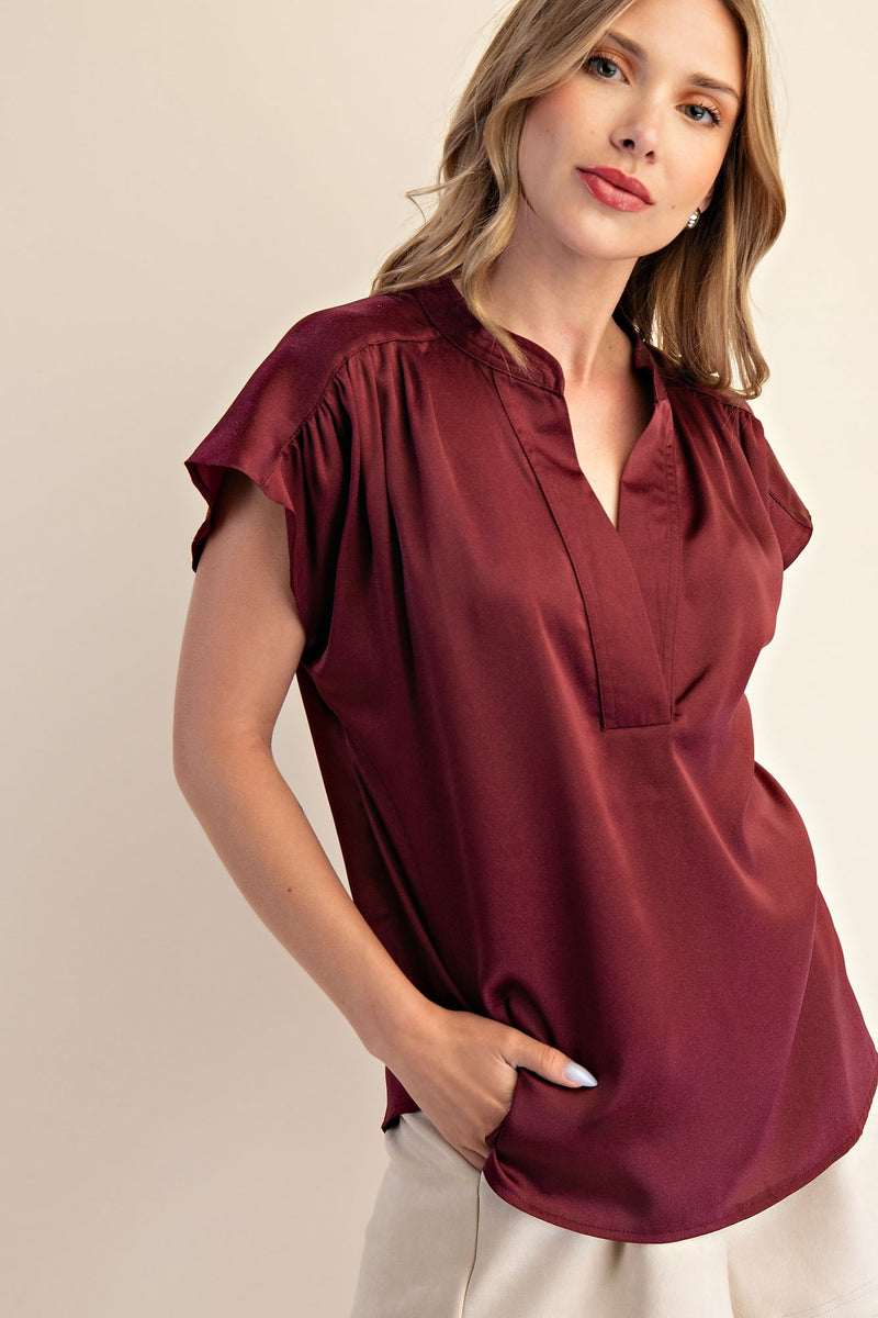 Crimson Luxe Satin Top