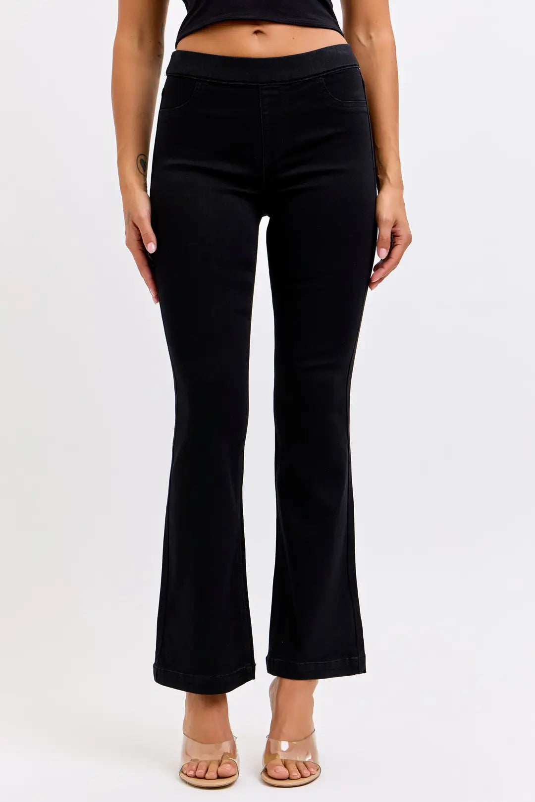 Black Cello 30" Inseam Mid Rise Flare Jegging