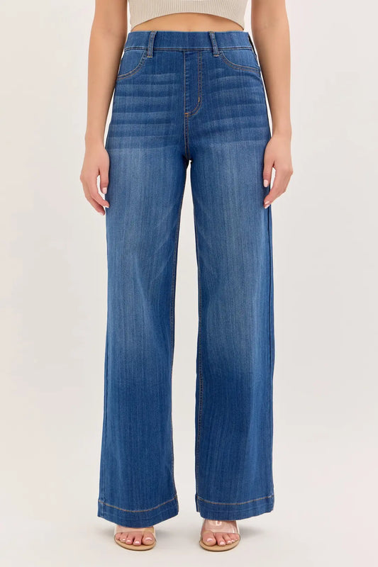 Cello High Rise Pull-On Wide Leg Denim