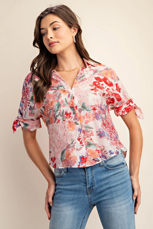 Rosé Meadow Button Down Blouse