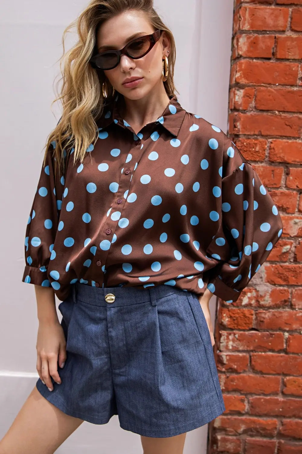 The Mocha Blue Polka Dot Shirt