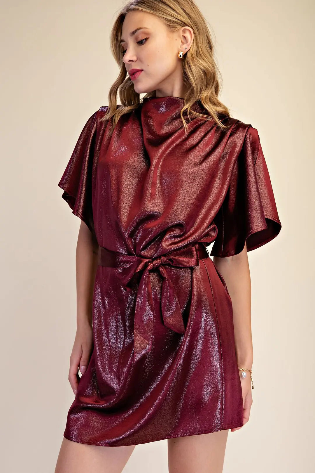 ✨ Burgundy Glitz & Glam Mini Dress