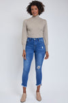 Missy Curvy Fit High-Rise Fray Slanted Ankle Jeans