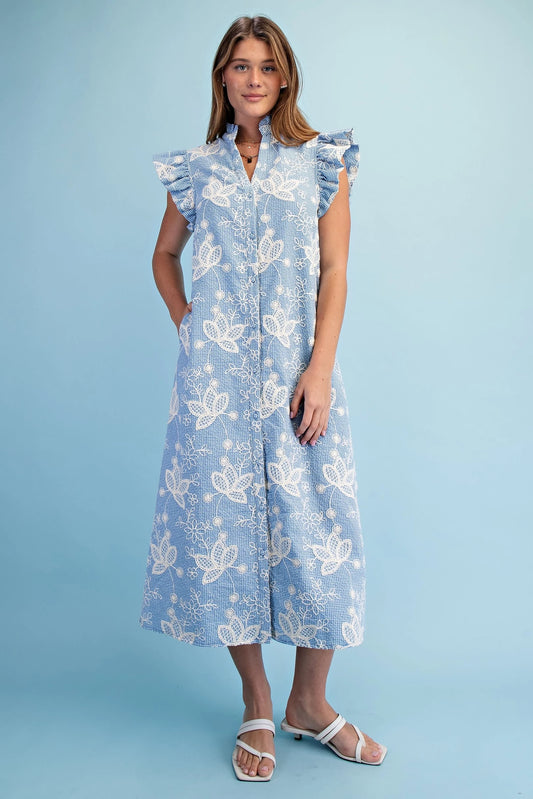 Vintage Meadow Blue Gingham Dress