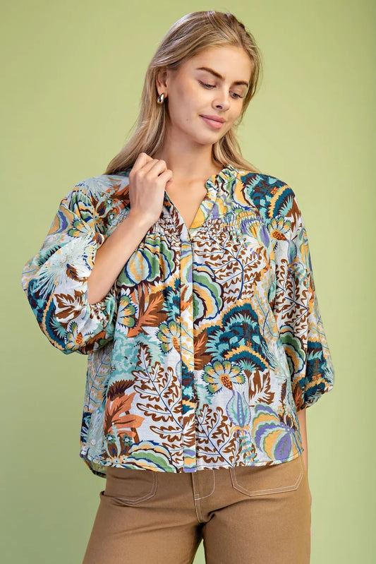 Sweet Mint Print Blouse