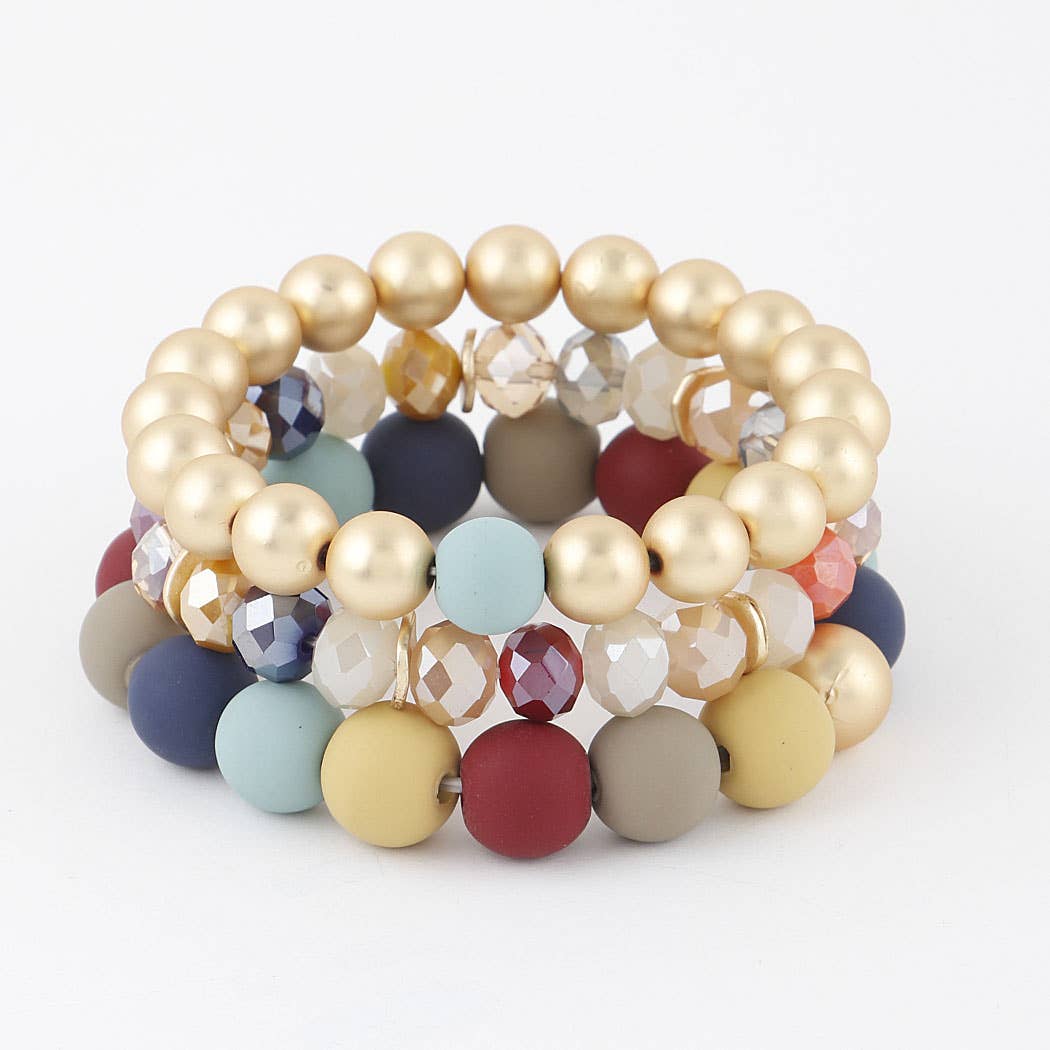 Two Toned Crystal Bead Bracelet: Mustard or Multi