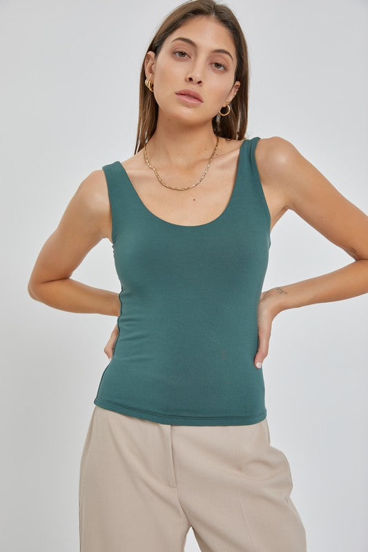 Basic Double Lined Scoop Neck Tank