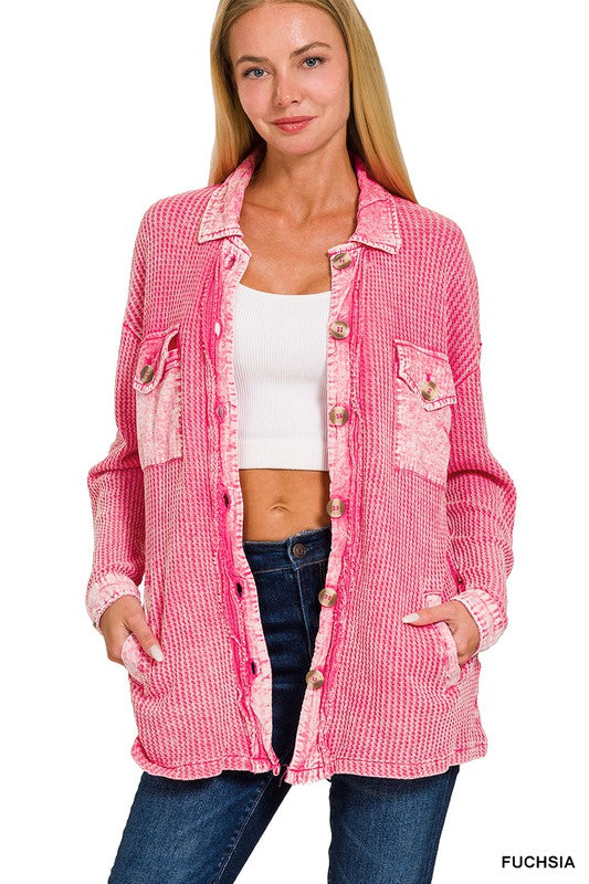 Fuschia Waffle Knit Shacket