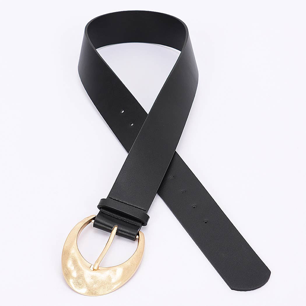 Metal Buckle PU Belt: BK