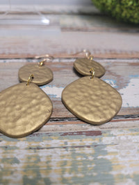 Gold Hammered Clay Earrings