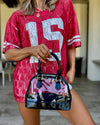 Patent Black Cream Stadium Bag