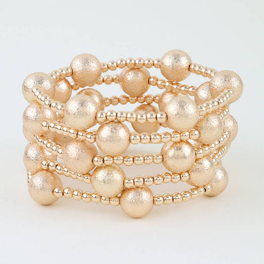 Gold Hammered Multi Beaded Bracelet