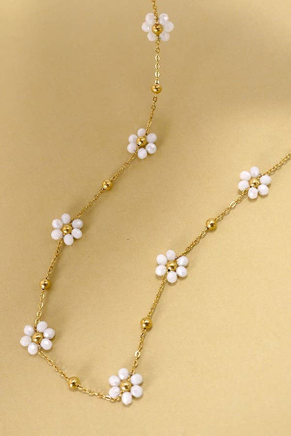 Flower Beaded Charm Necklace