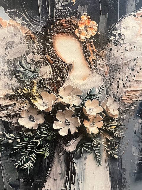 Angel Flower Bouquet Canvas: 8x8