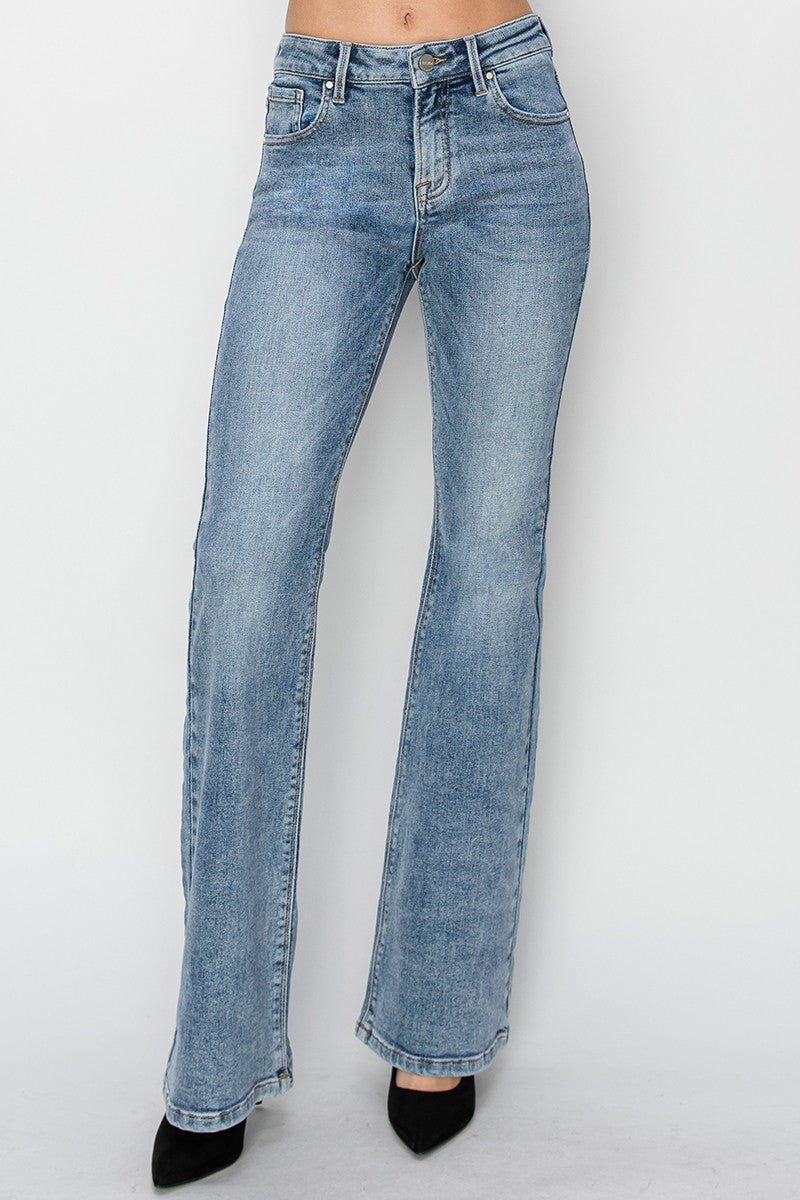 Risen Mid Rise Flare Jeans