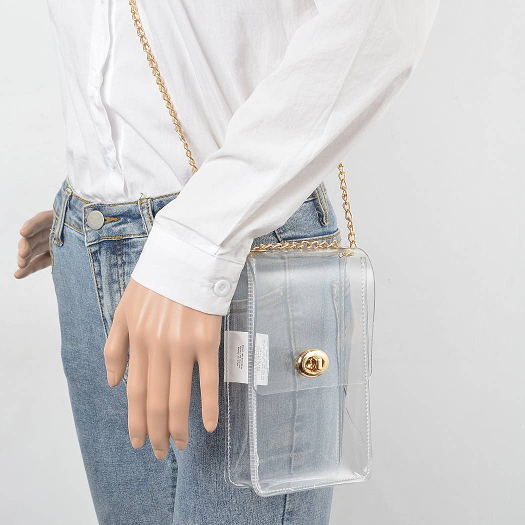 Clear Gold Stadium Crossbody Bag