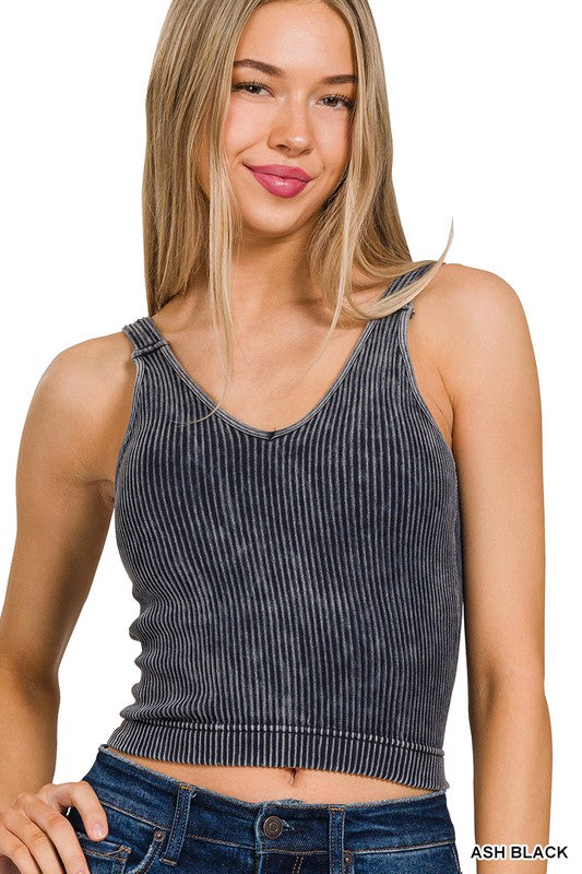 Washed Ribbed Tank Top Many Colors!