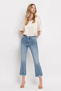 Lovervet High Rise Frayed Hem Crop Flare Jeans