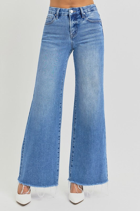 Mylie Tummy Control Mid Rise Wide Jeans