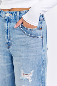 High Rise Wide Leg Jeans with Double Scoop Pockets