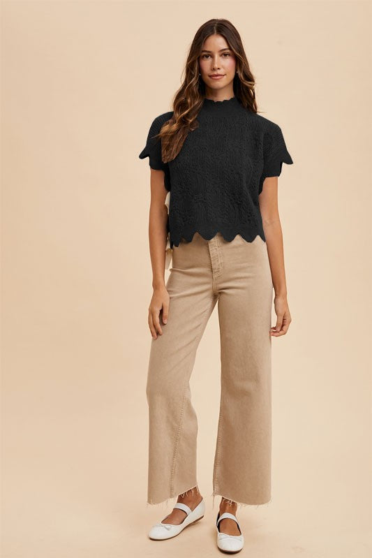 Scallop Side-Tie Sweater Vest