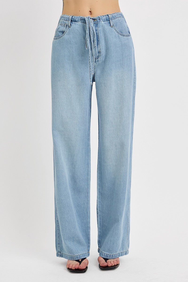 Risen High Rise Wide Baggy Tie Jeans