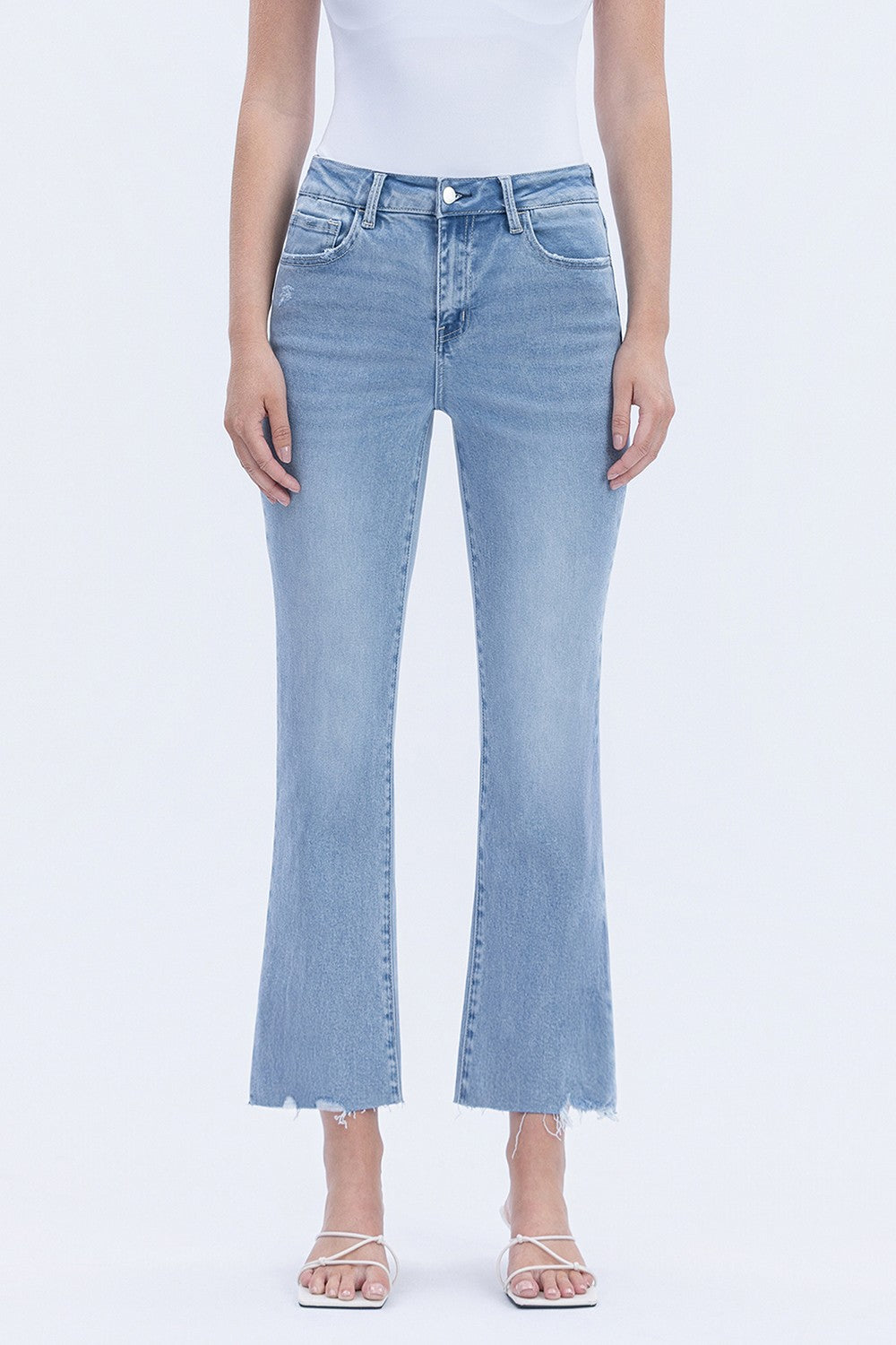 Vervet Ella High Rise Raw Hem Kick Flare Jeans