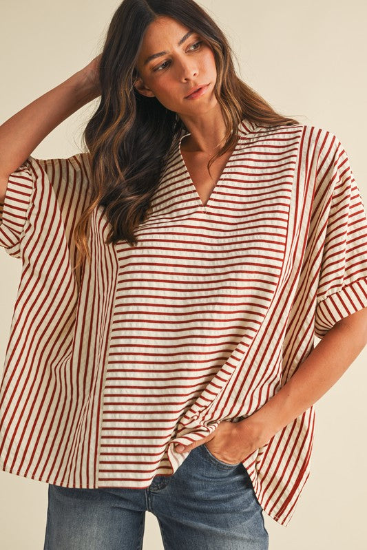 Stripe & Flirt Ruffle Top Two Colors!