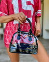 Patent Black Cream Stadium Bag
