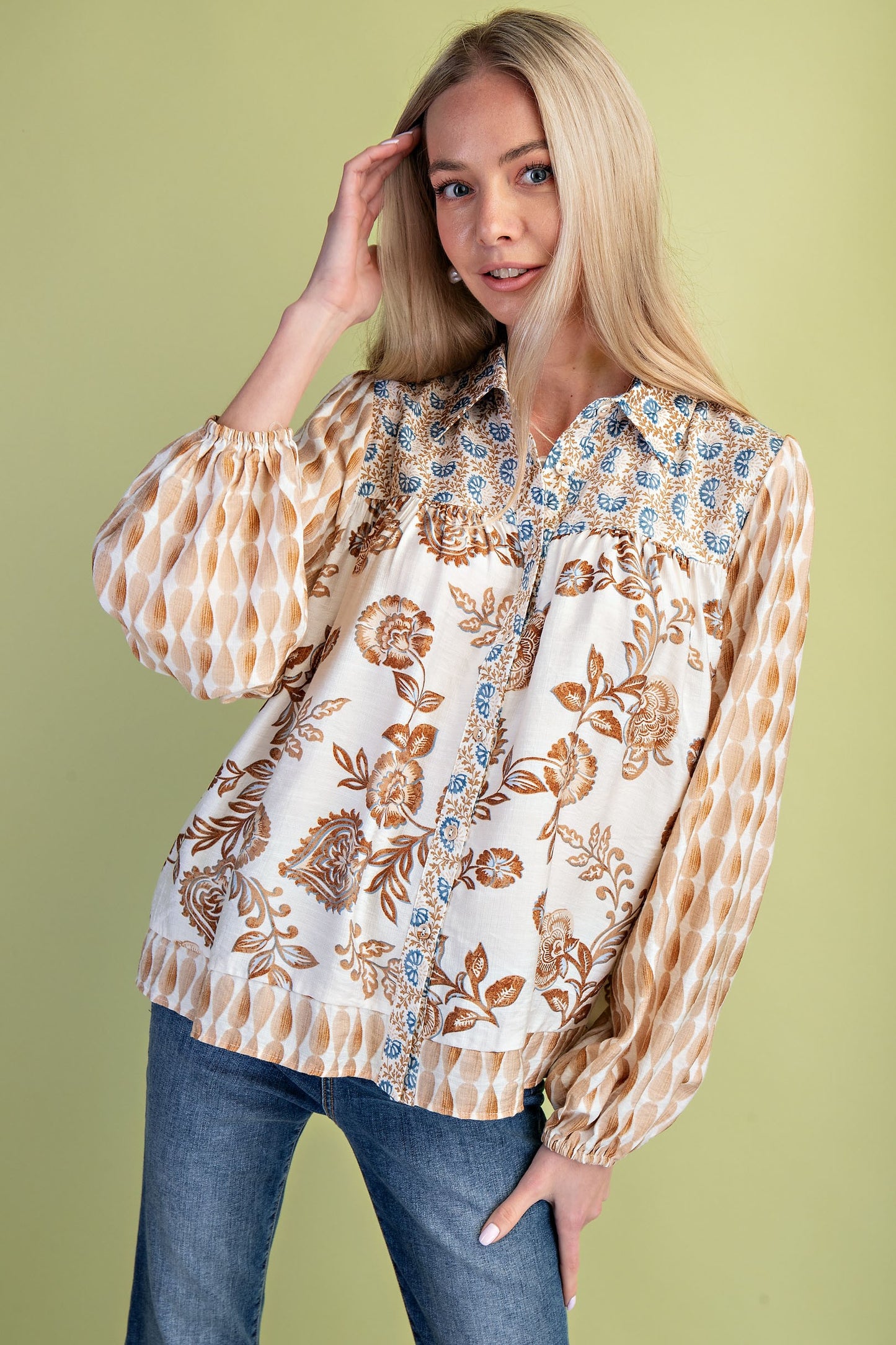 Mocha Days Button Down Top