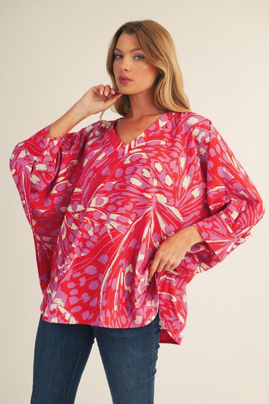 Red Mirage Batwing Top