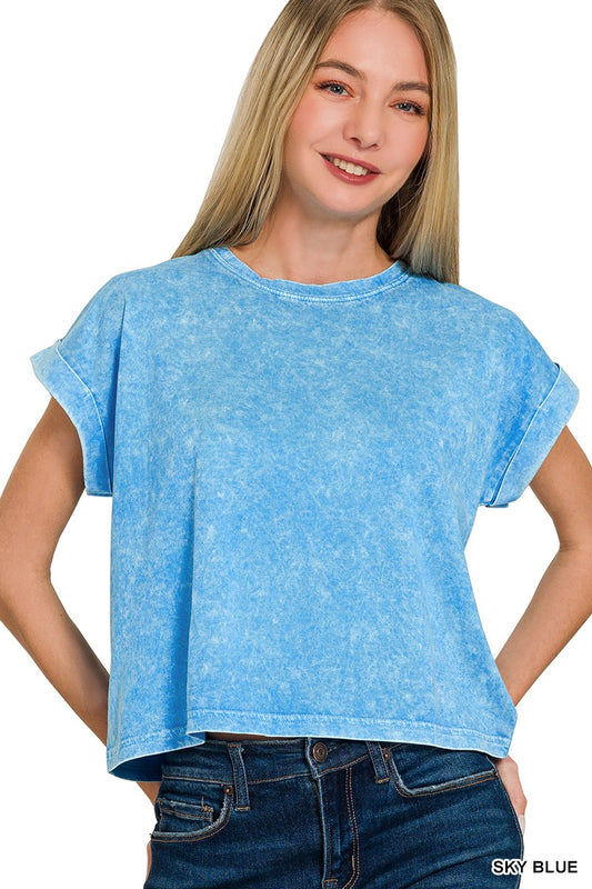 Sky Blue Cuffed Tee