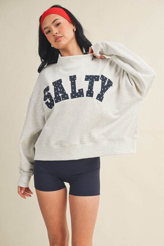 Salty Stars Oversized Mock Neck Sweatshirt