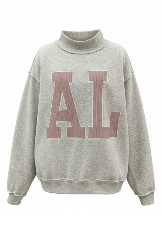AL Embroidered Mock Neck Sweatshirt