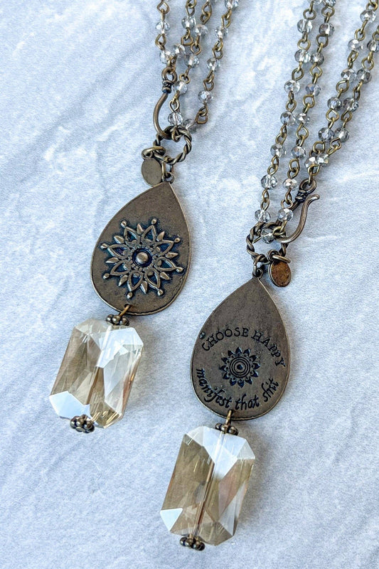 Choose Happy Necklace in Bronze
