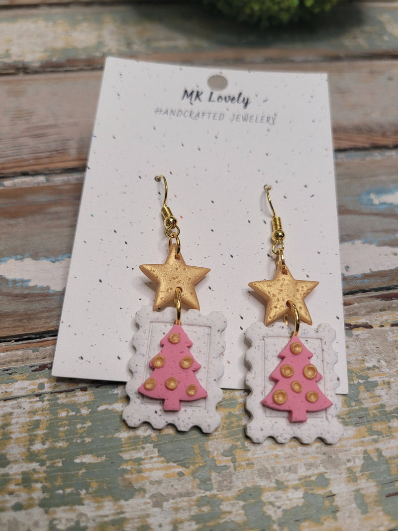 Pretty Pink Stamp Earrings