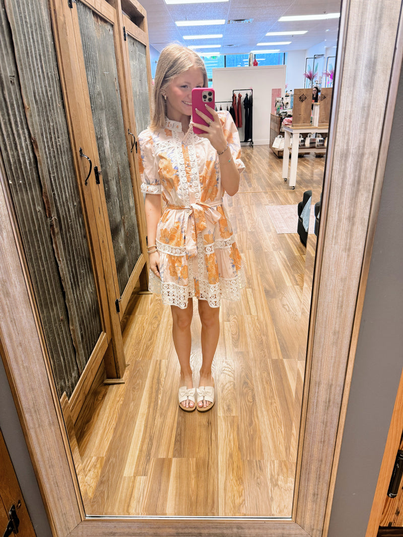 Haley Puff Sleeve Scallop Dress